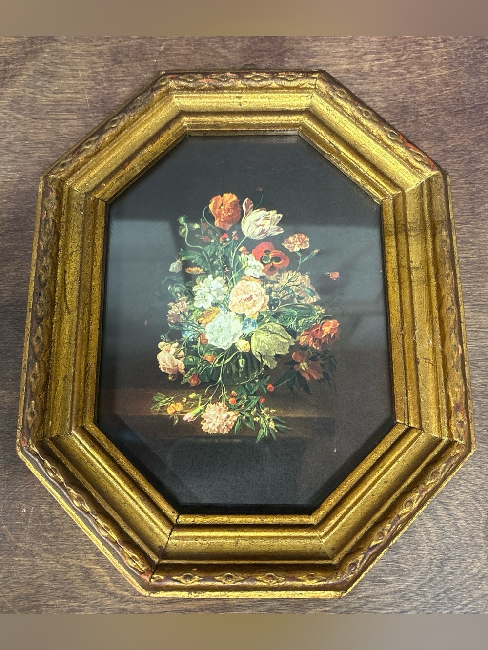 Gold Octagonal Floral Wall Art - Classic Home Accent